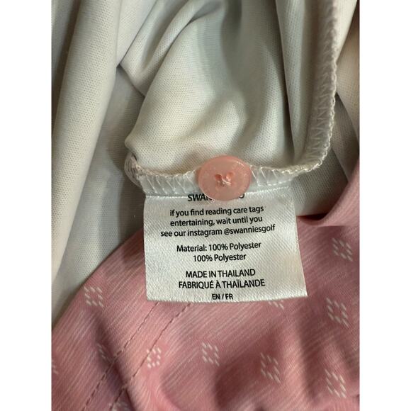 Swannies Golf Men's Pink Geometric Print Button Up Polo Shirt Size 2XL - Picture 5 of 5